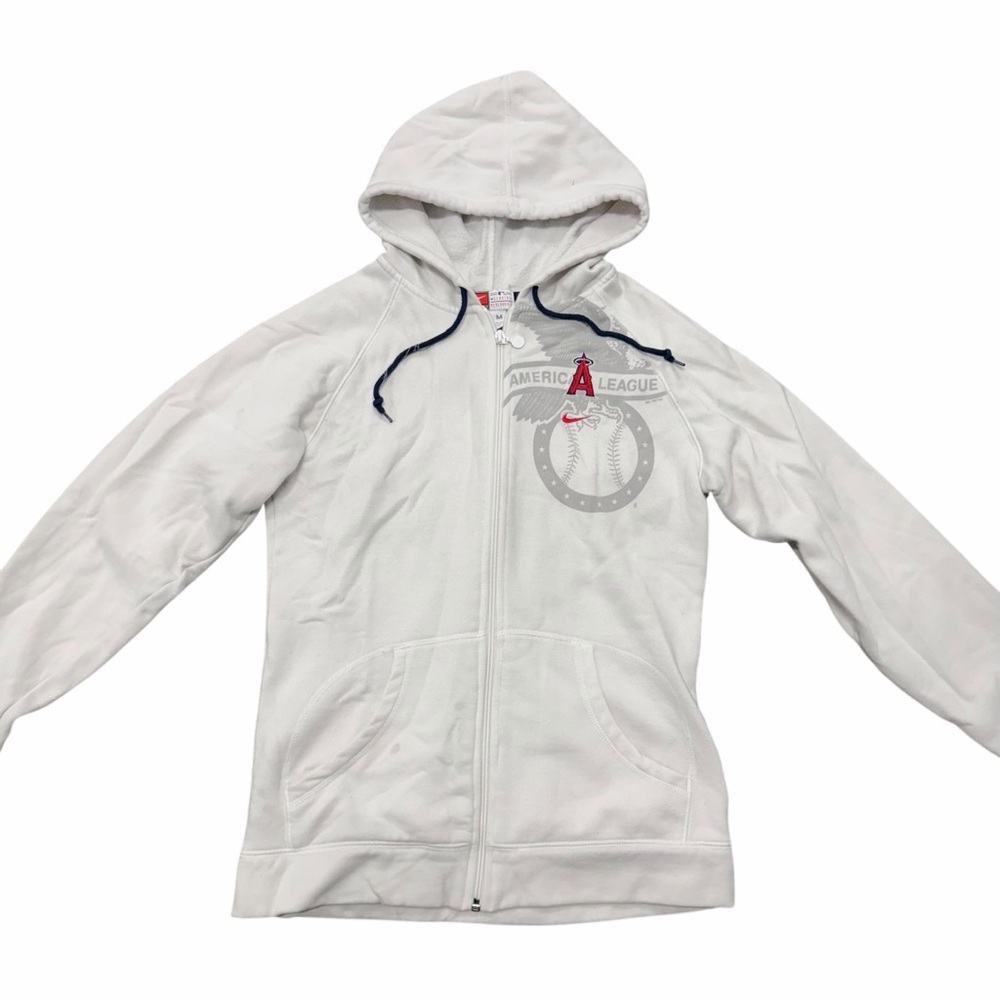 Nike Team MLB LA Angels American League Zip Up Hoodie White Size M